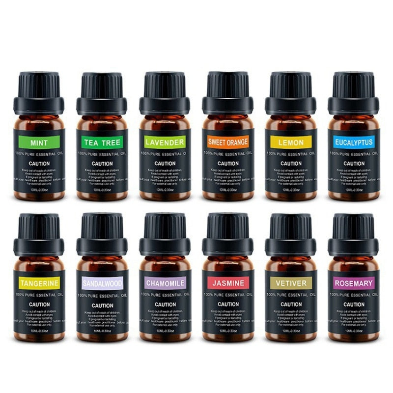 12 pcs/set 100% Pure Natural Aromatherapy Essential Oils Kit Soothing Stress Pain Relief Foot Bath Massage Oil Kit