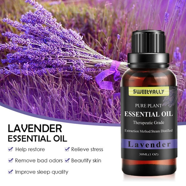 Sweetvally 30ML Lavender Aroma Humidifier Pour Diffusers Skin Care Fragrance Oil Relieve Stress Aromatherapy Essential Oil