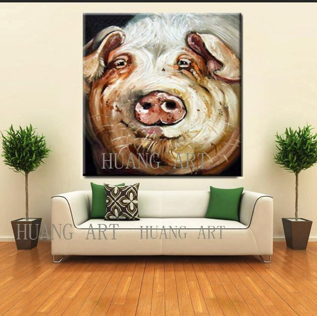 Lovly Fat Pig Oil Painting Canvas Painting Modern Abstract Art For Living Room Decor Lobby sofa bedroom club Animal pig oil pain