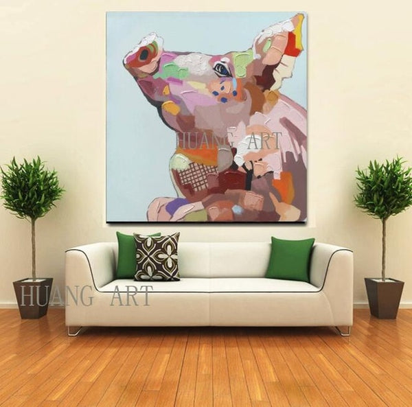 Lovly Fat Pig Oil Painting Canvas Painting Modern Abstract Art For Living Room Decor Lobby sofa bedroom club Animal pig oil pain