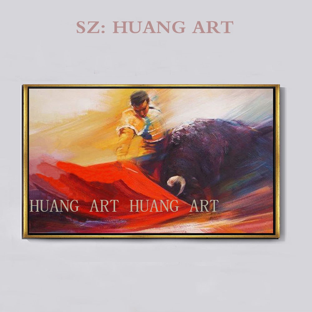 Animal Bull Oil painting canvas Painting art Bullfighting Oil painting for Wall decor Home decoration support Custom canvas pain