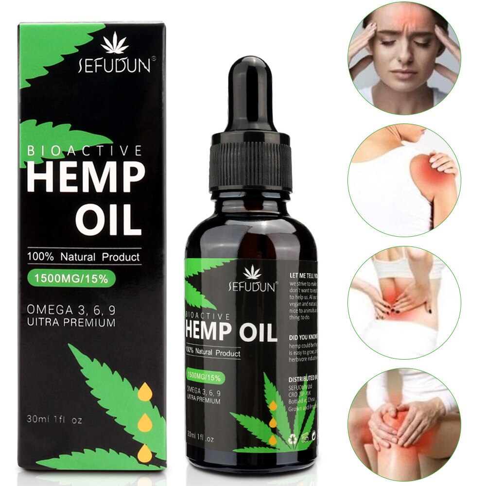 30ml 100% Organic Hemp Oil Bio-active Hemp Seeds Oil Extract Drop for Pain Relief Reduce Anxiety Better Sleep Essential Oil