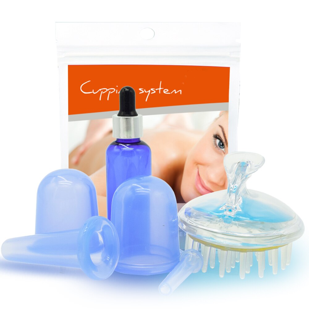 Body Face Beauty Anti Cellulite Massage 1PC Massage Brush 1PC Oil Bottle Vacuum Massage Cups for Anti Cellulite or Pain Relif