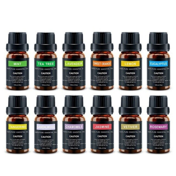 12PCS Aromatherapy Essential Oil Set Soothing Stress Pain Relief Foot Bath Massage Oil Kit