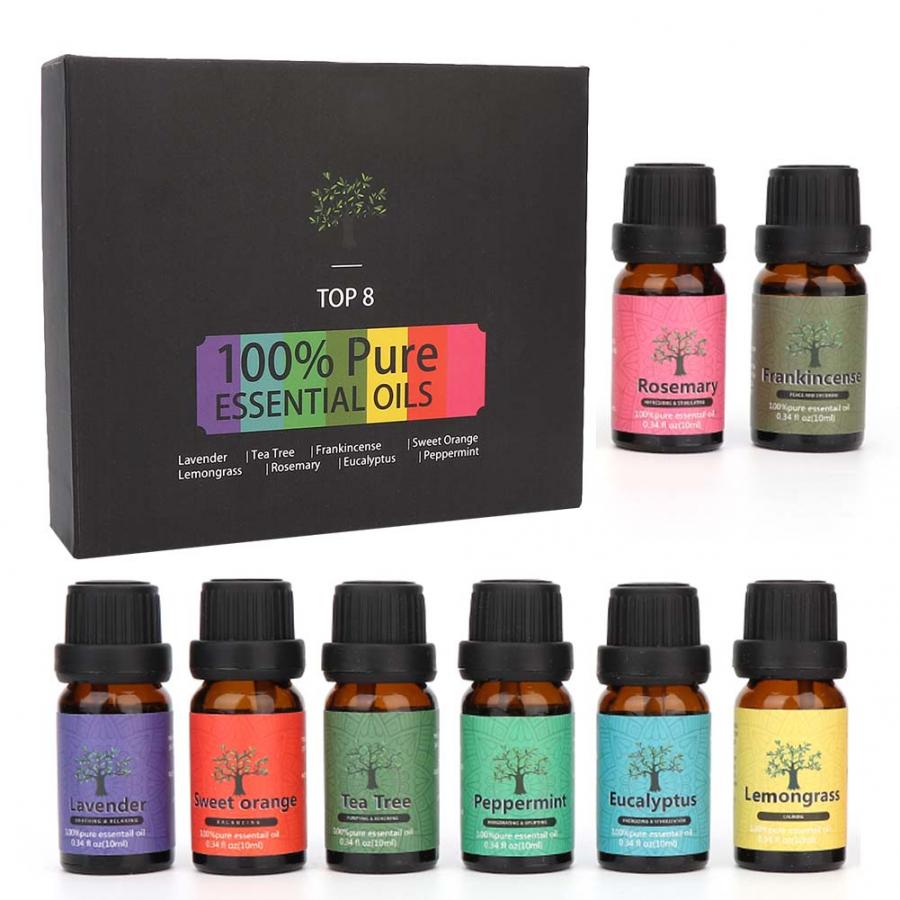 8pcs 10ml Aromatherapy Essential Oil Massage Stress Pain Relieve Essential Oil Massage Relaxation