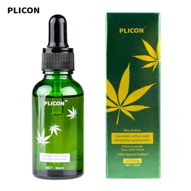 PLICON hemp oil of cbd oil 2000mg Organic Essential Oil Body Relieve Stress skin care 30ml