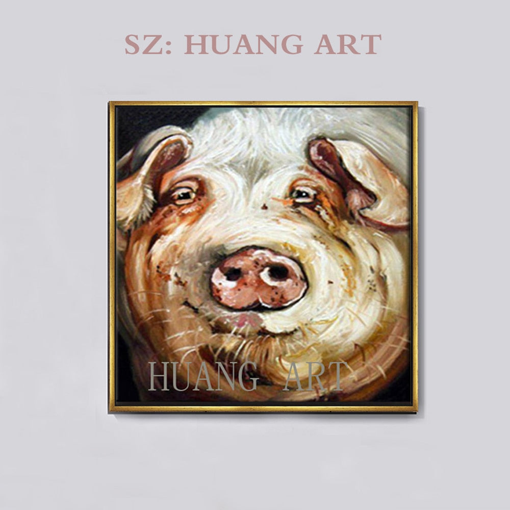 Lovly Fat Pig Oil Painting Canvas Painting Modern Abstract Art For Living Room Decor Lobby sofa bedroom club Animal pig oil pain