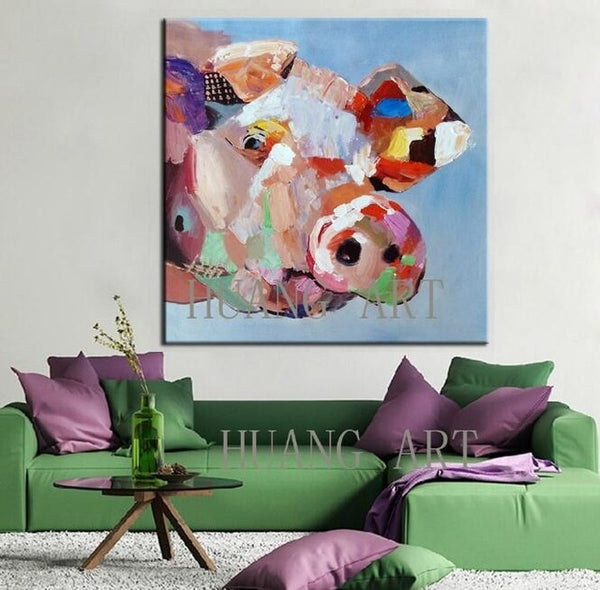 Lovly Fat Pig Oil Painting Canvas Painting Modern Abstract Art For Living Room Decor Lobby sofa bedroom club Animal pig oil pain