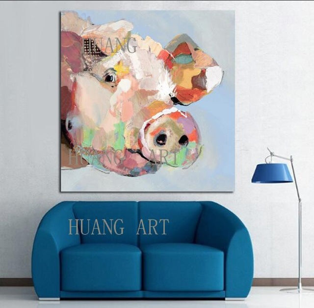 Lovly Fat Pig Oil Painting Canvas Painting Modern Abstract Art For Living Room Decor Lobby sofa bedroom club Animal pig oil pain