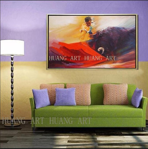 Animal Bull Oil painting canvas Painting art Bullfighting Oil painting for Wall decor Home decoration support Custom canvas pain