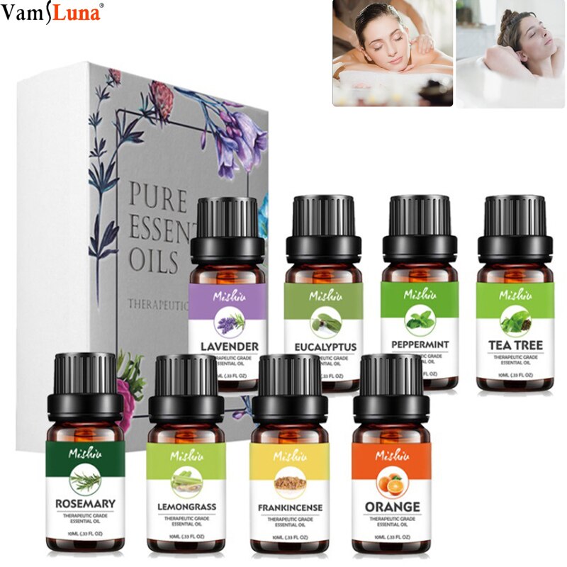 8PCS Organic Aromatherapy Essential Oils Set  Aromatherapy, Headache, Pain, Sleep-Perfect 10ml for Home, Office, Sleep, Yoga