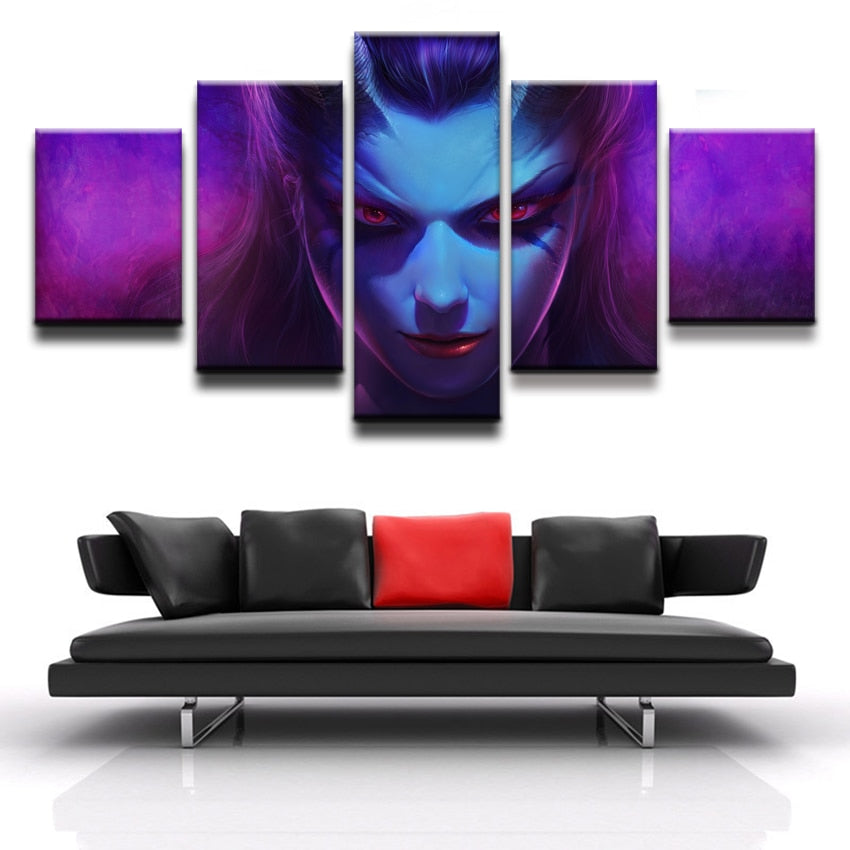 Fashion Canvas Painting Framework Wall Home Decoration Modular 5 Panel Art Prints DOTA 2 Queen Of Pain Pictures For Living Room