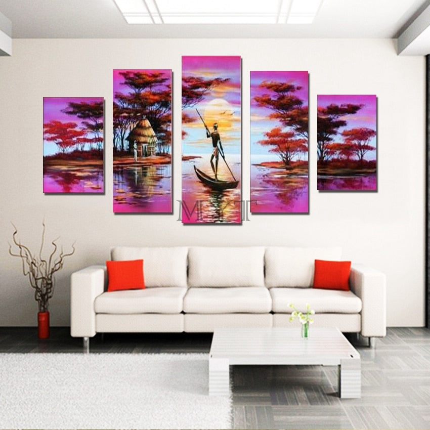 Hand-painted oil painting abstract painting African purple landscape painter living in decorative oil painting, oil pain  MYT-11